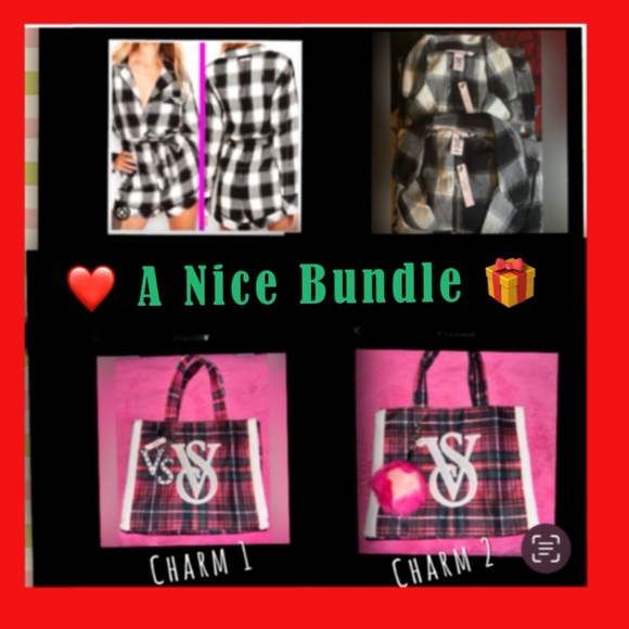 Victoria Secret Sleepwear. 2 Left. Medium Only with Weekender Bag n Charm Choice - Picture 1 of 14